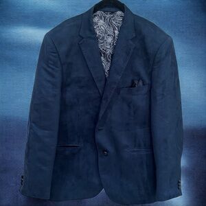 Hollywood Suit Navy & Paisley Modern Fit Microsuede Blazer Men’s Size XL‎